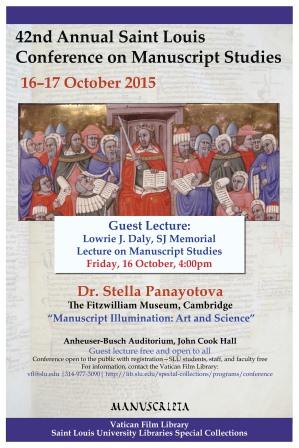 42nd Saint Louis Conference on Manuscript Studies, 16-17 October, 2015